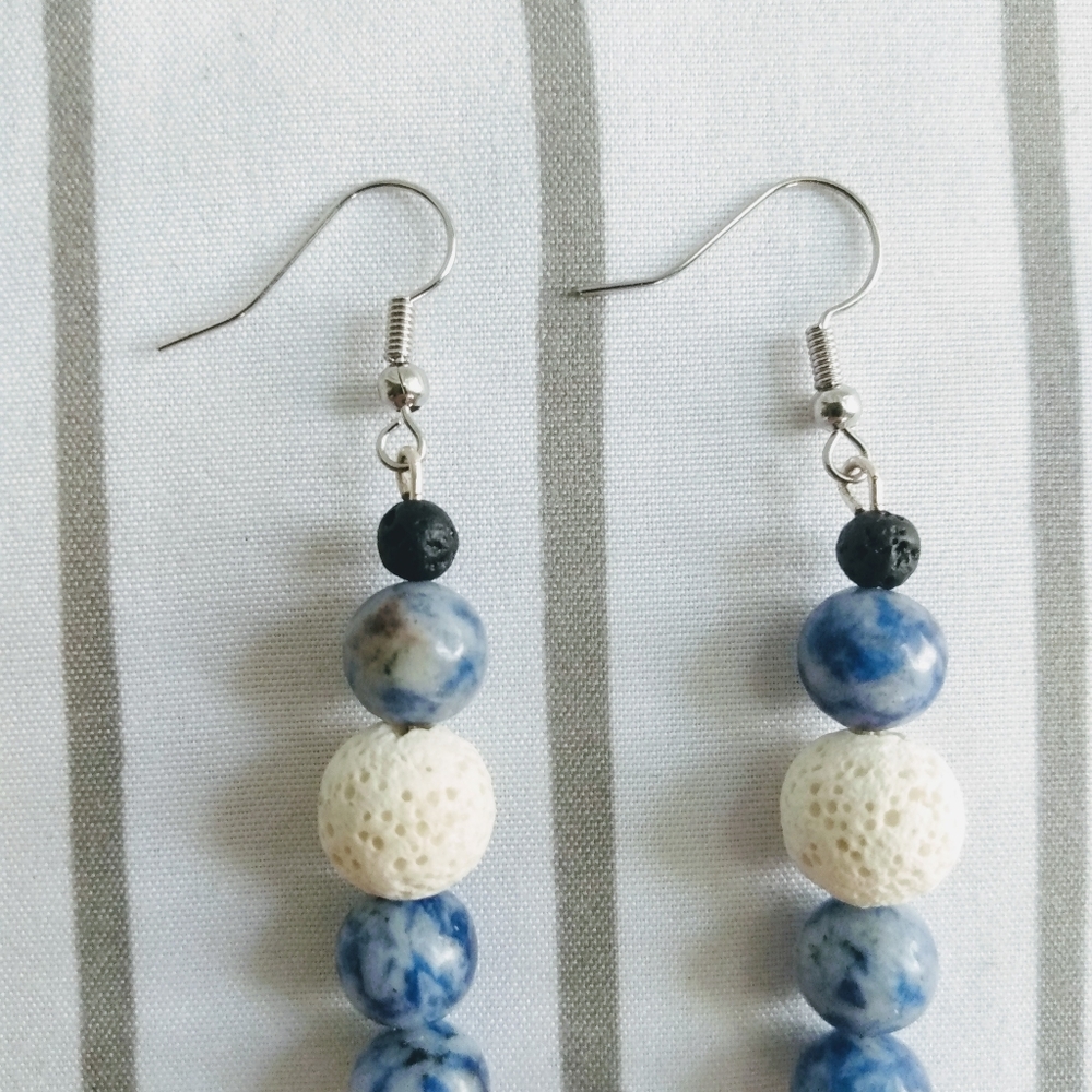 Blue Jasper Hamsa Aroma Earrings - Picture 3 of 9